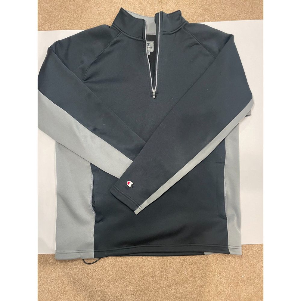 Champion Men's M Quarter-Zip Fleece Pullover Black Mock Neck